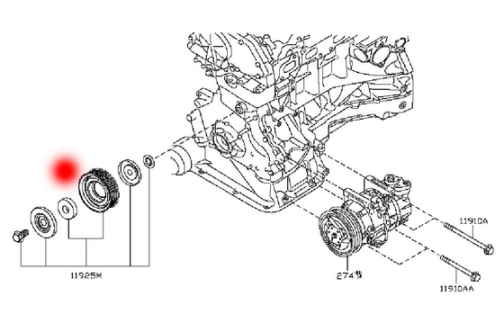 OEM 11925-EA00A 11927-EA000 IDLER PULLEY FOR NISSAN SENTRA VI(B16)2.5