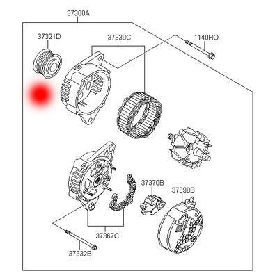 OEM 37322-2F000 373222F001 ALTERNATOR FREEWHEEL CLUTCH FOR HYUNDAI GRAND SANTA
